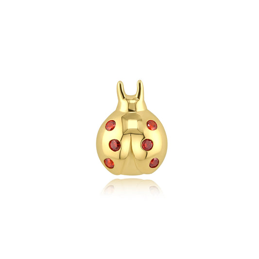 14k gold ladybug threadless end with pink tourmaline stones