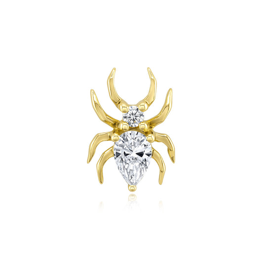 14k gold spider threadless end with CZ or moonstone