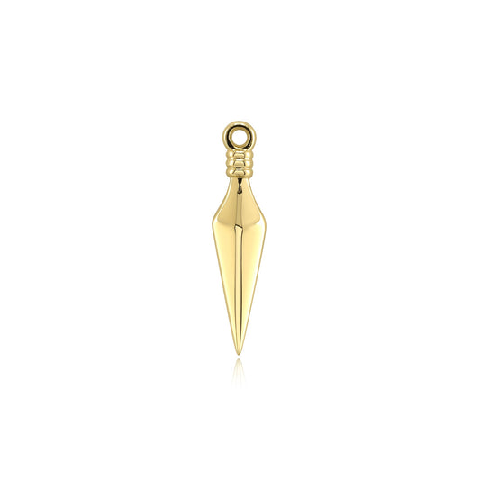 Kunai 14k gold threadless end for piercing jewelry display