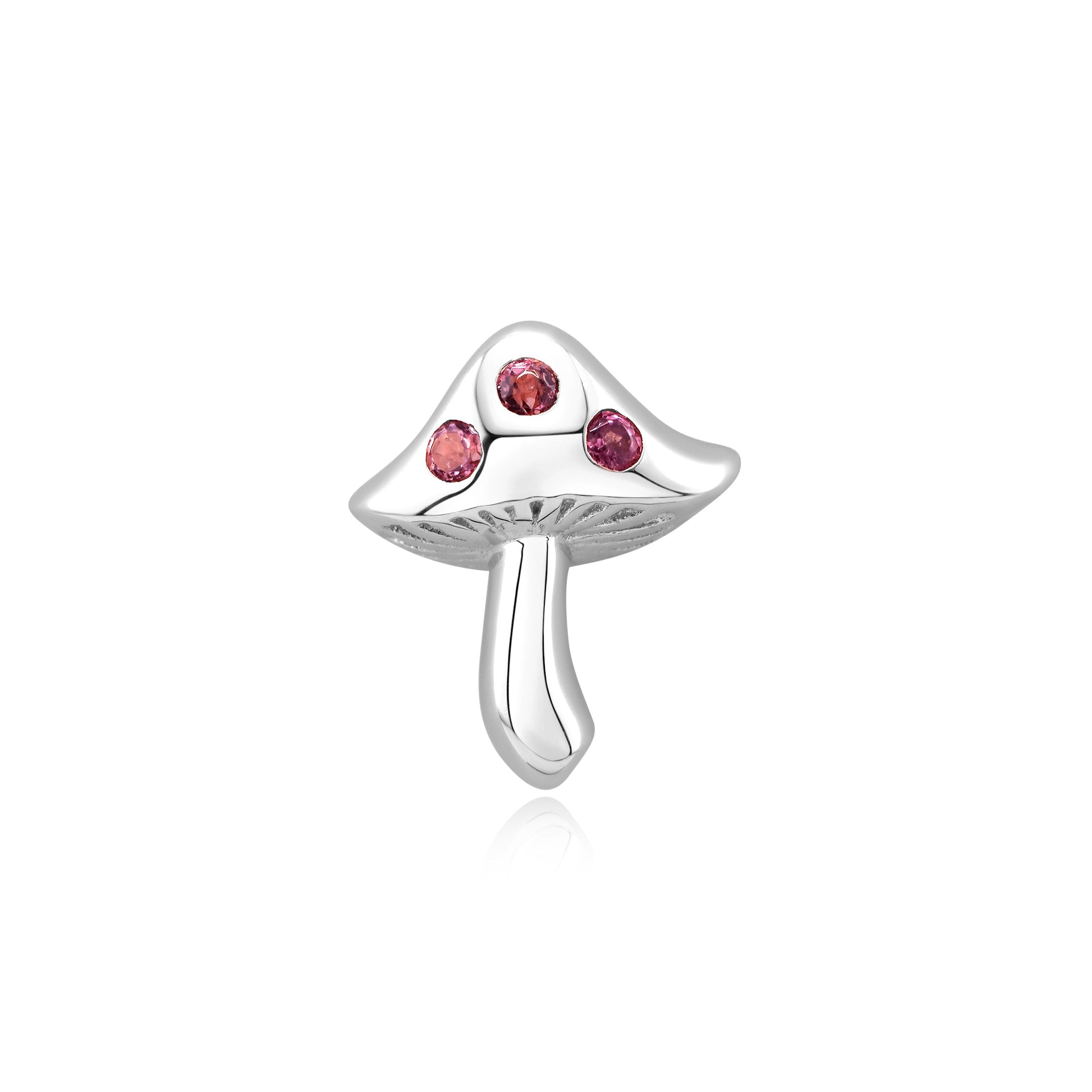 14k gold fairy mushroom threadless end with pink tourmaline