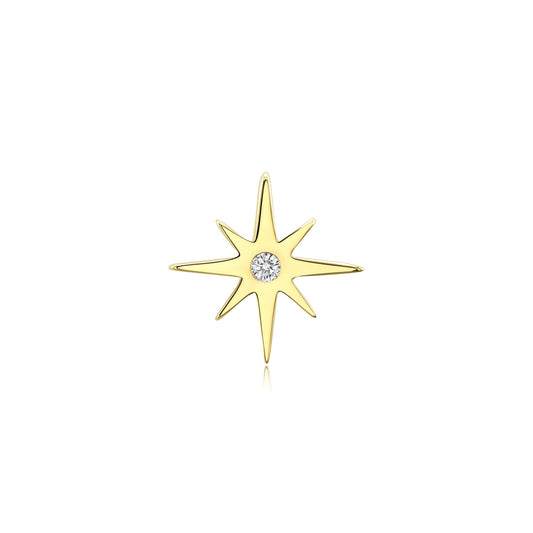 Star-shaped threadless end with CZ for piercing jewelry