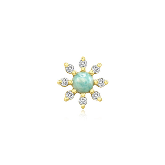 14k gold Amazonite threadless body jewelry – Mist design