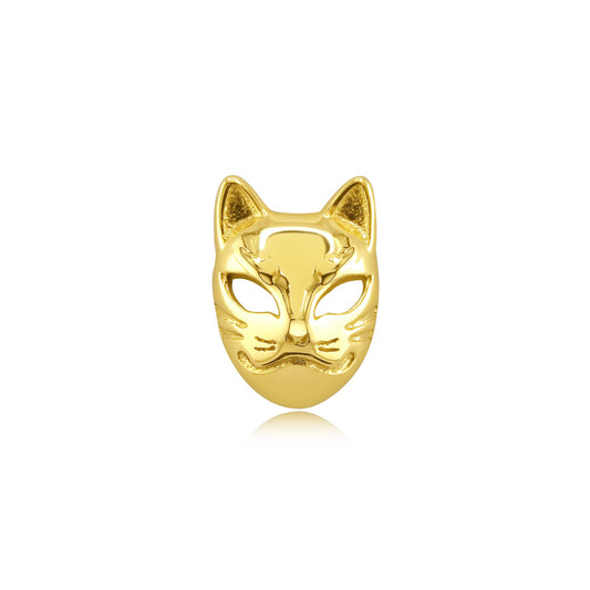 fox mask threadless end in solid gold piercing jewelry