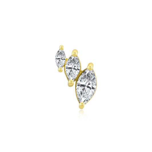 14k gold threadless end with marquise CZs for piercings