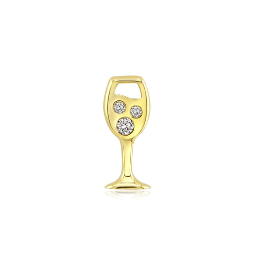 14k gold wine CZ threadless end for piercing jewelry