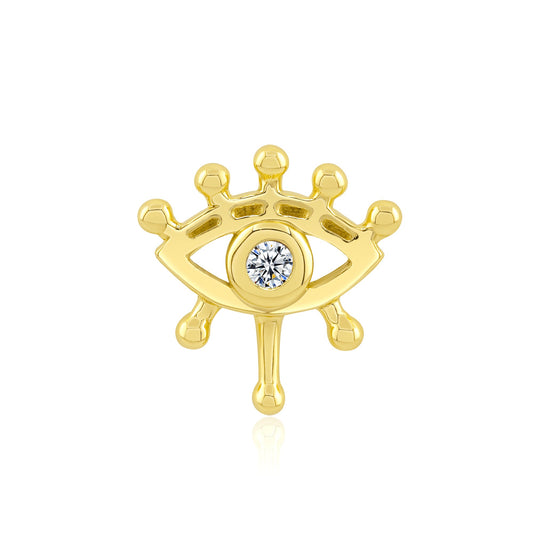 14k gold threadless end with clear CZ for body piercing jewelry