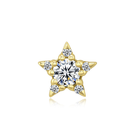 14k gold threadless end with celestial CZ and opal gemstones