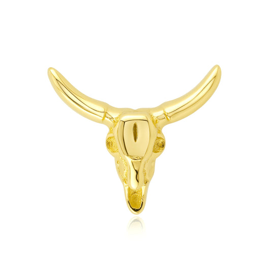 Ox skull threadless end 14k gold body jewelry for piercers