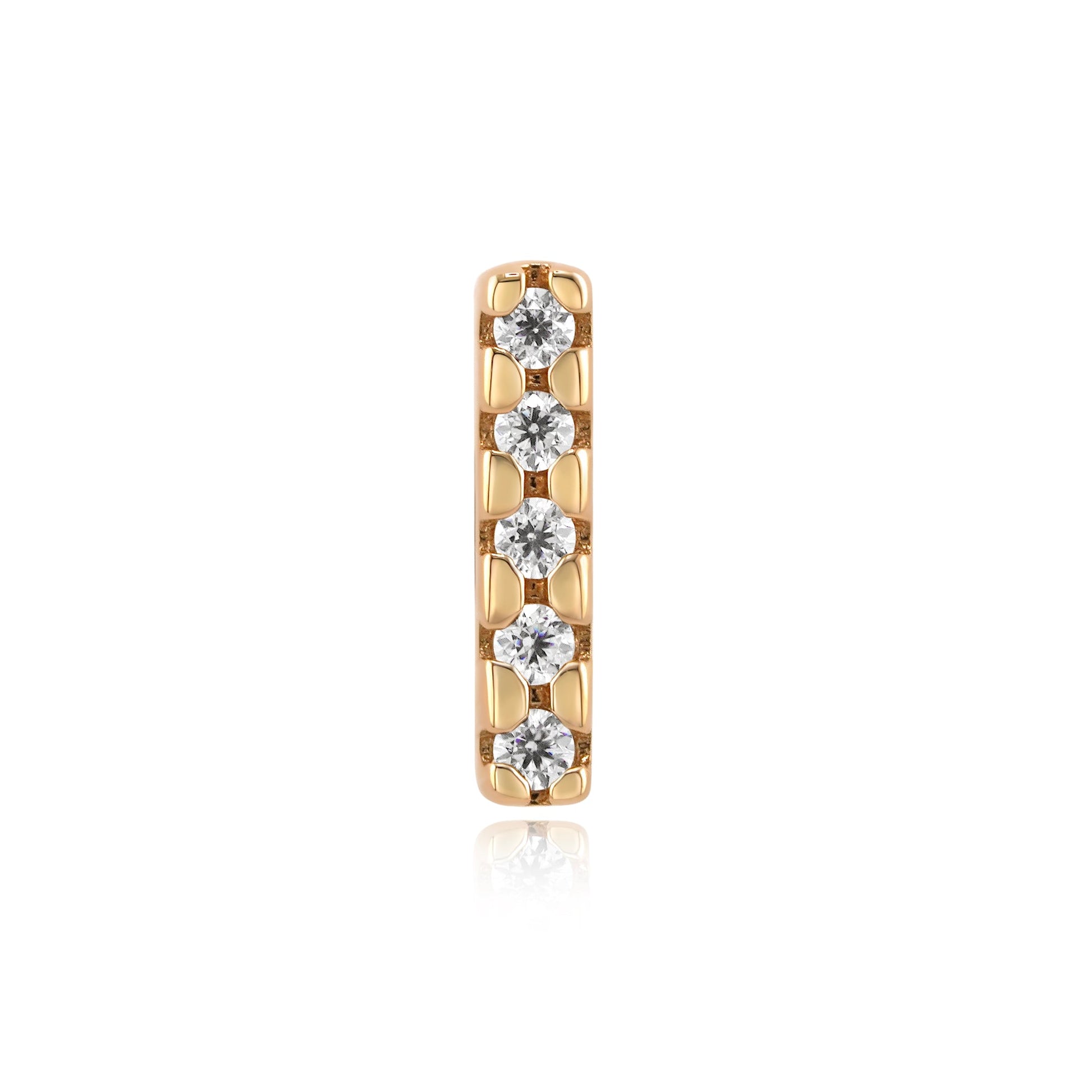 14k gold threadless end with clear cubic zirconia piercing gems