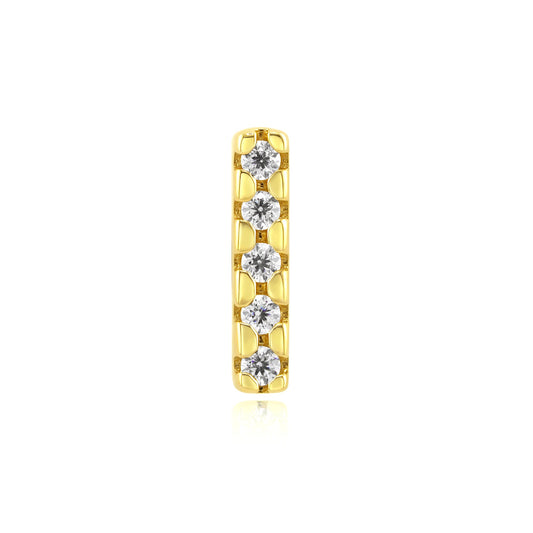 14k gold threadless end with clear cubic zirconia piercing gems
