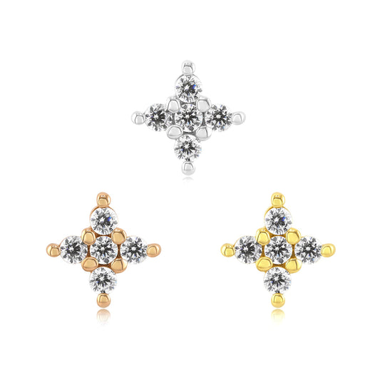 Vogue 14k gold threadless end with cubic zirconia gems