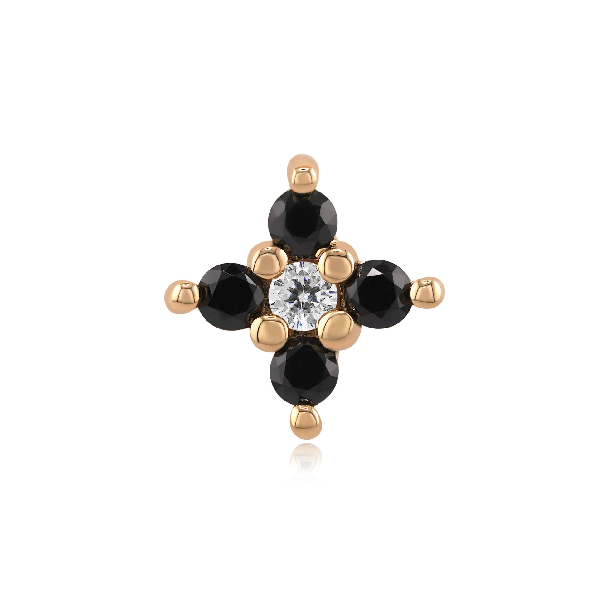 Vogue 14k gold threadless end with cubic zirconia gems
