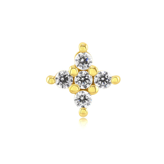 Vogue 14k gold threadless end with cubic zirconia gems