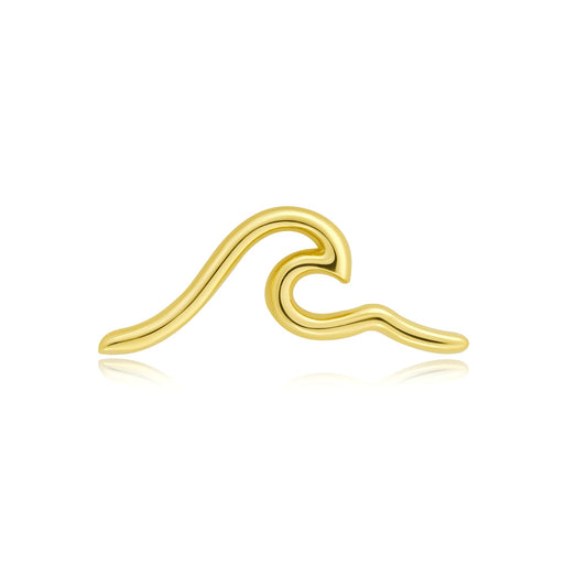 Wave threadless end in 14k gold minimalist piercing jewelry
