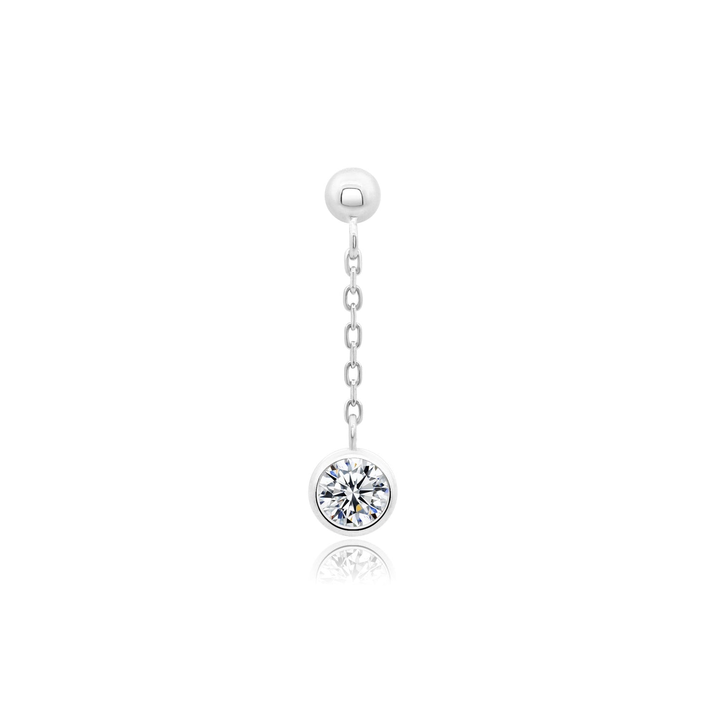 14k gold threadless end with bezel set CZ ball design
