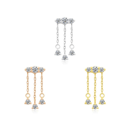 14k gold threadless chain CZ piercing jewelry Novelle