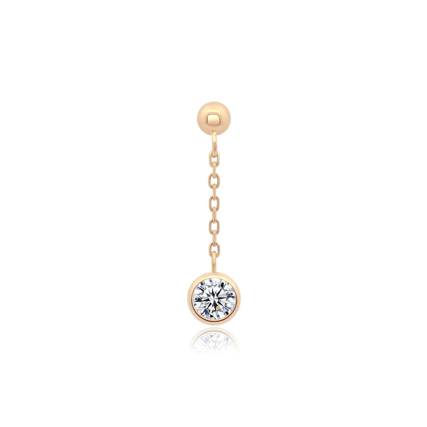 14k gold threadless end with bezel set CZ ball design