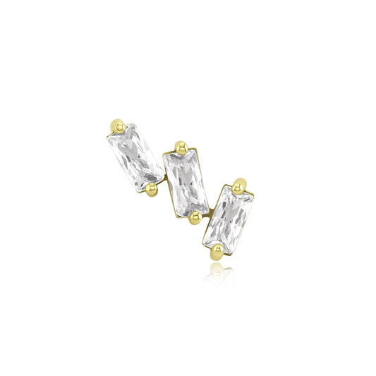 mini baguette CZ threadless end in 14k gold for piercings