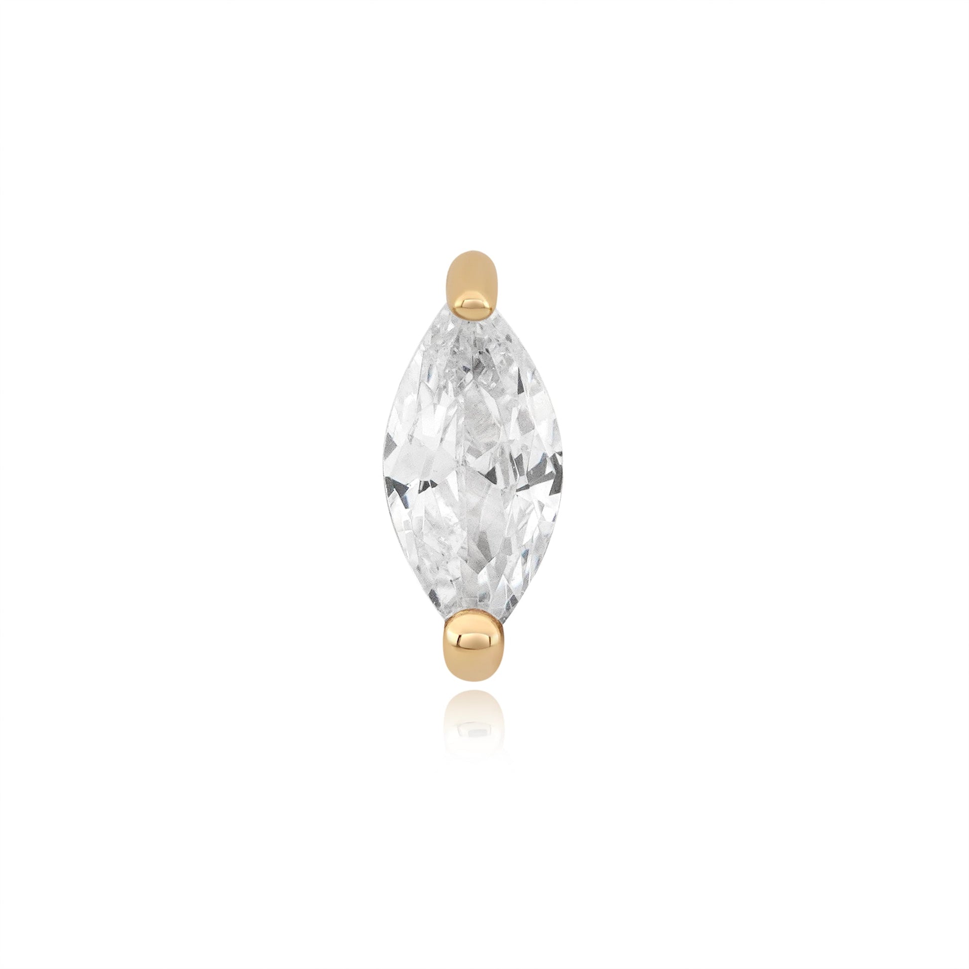 14k gold marquise threadless end with cubic zirconia