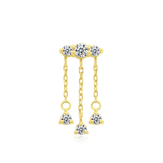 14k gold threadless chain CZ piercing jewelry Novelle